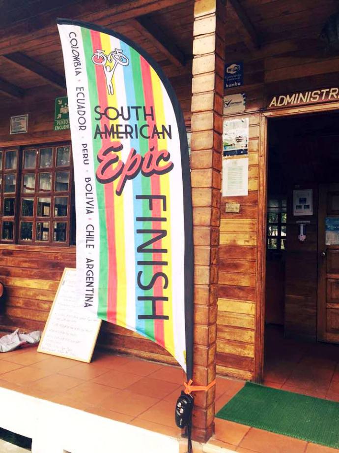 The finish flag at the Hosteria (Photo credit: Hotel's Facebook page)