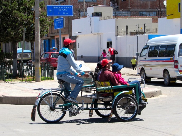 A local taxi in Puno (Photo and caption credit: Sue's blog)
