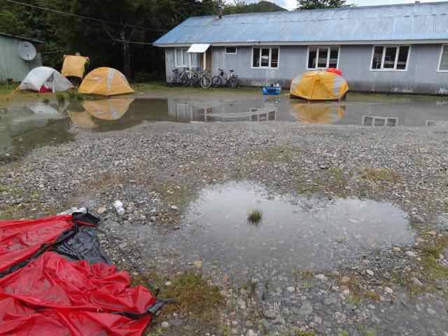 A wet campsite this morning! (Photo credit: Jo's Facebook page)